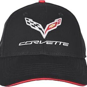 JH Design Men's Chevy Corvette C7 Logo Cap Adjustable Black Hat